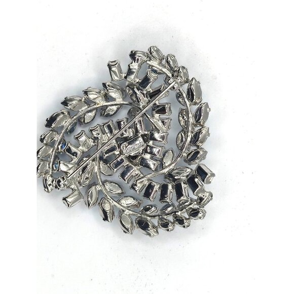 Sherman Signed Aqua Blue Rhinestone Large Brooch Vintage AB - Picture 4 of 4